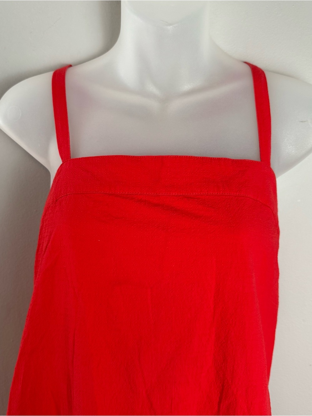 Everlane Red Open Strappy Back Tiered Cotton Midi Dress Size 4 - Picture 6 of 15